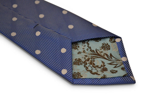 medium royal blue with white polka spot design