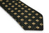 dark grey blue with gold fleur de lis design slim wool tie