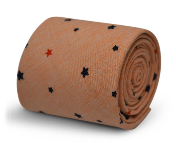 pale peach light orange with star design cotton tie