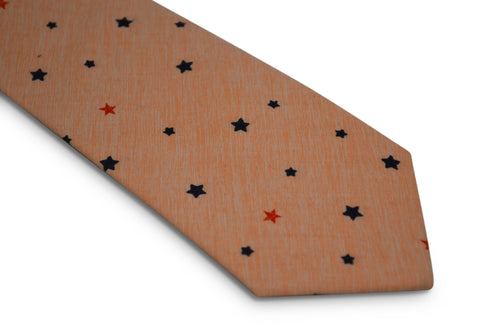 pale peach light orange with star design cotton tie