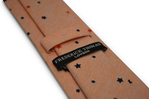 pale peach light orange with star design cotton tie