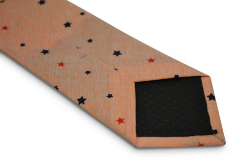 pale peach light orange with star design cotton tie