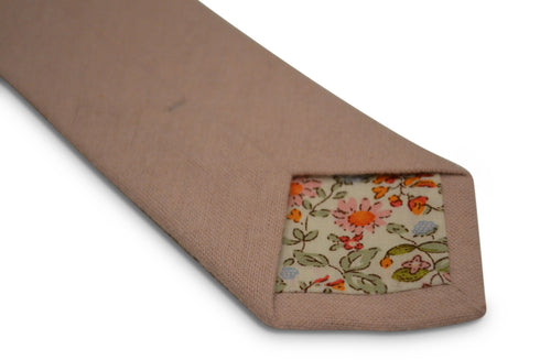 plain blush baby pink slim wool tie