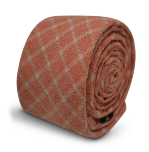 pale peach orange with white check tie