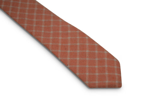 pale peach orange with white check tie