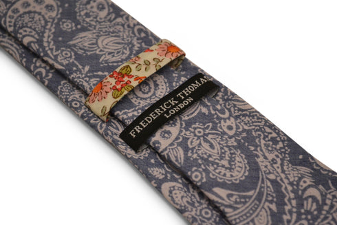 light denim blue with paisley design cotton tie