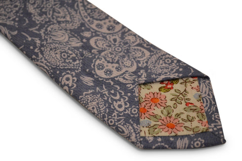 light denim blue with paisley design cotton tie