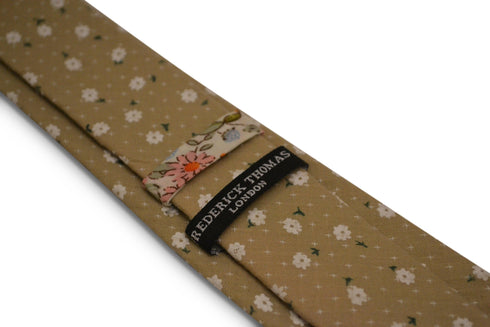 light coffee brown with white floral design cotton tie