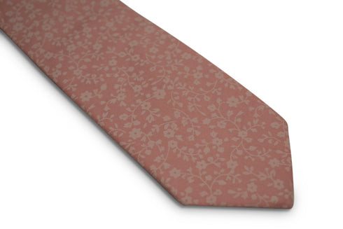pink with white floral design cotton tie