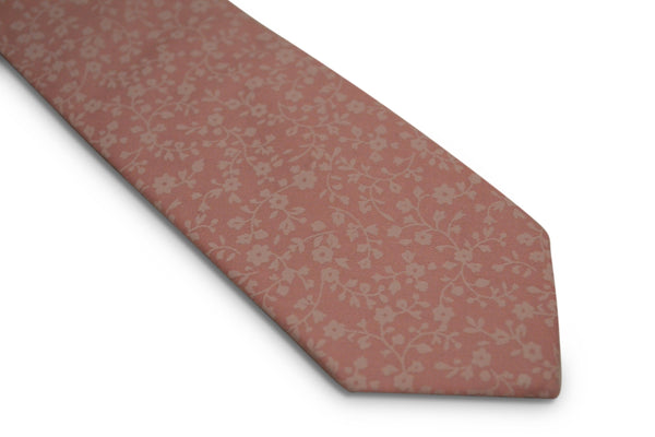 pink with white floral design cotton tie