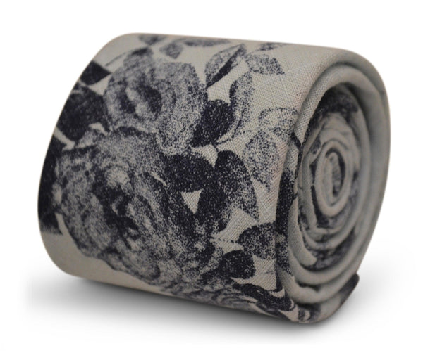 light baby blue with navy blue floral stencil design cotton tie