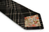 black and white check slim wool tie
