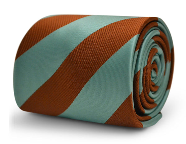 brown and mint green barber striped tie