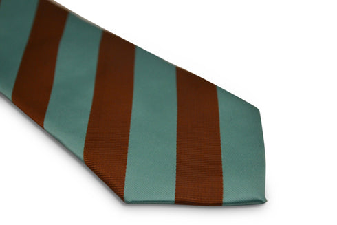 brown and mint green barber striped tie