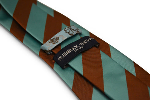 brown and mint green barber striped tie