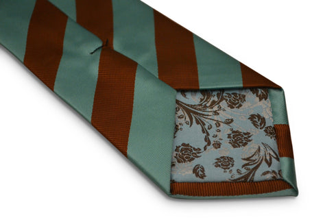 brown and mint green barber striped tie