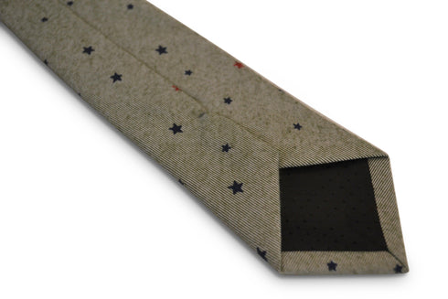 light grey green with star design cotton tie