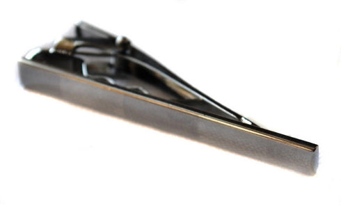silver tie clip with three stripes