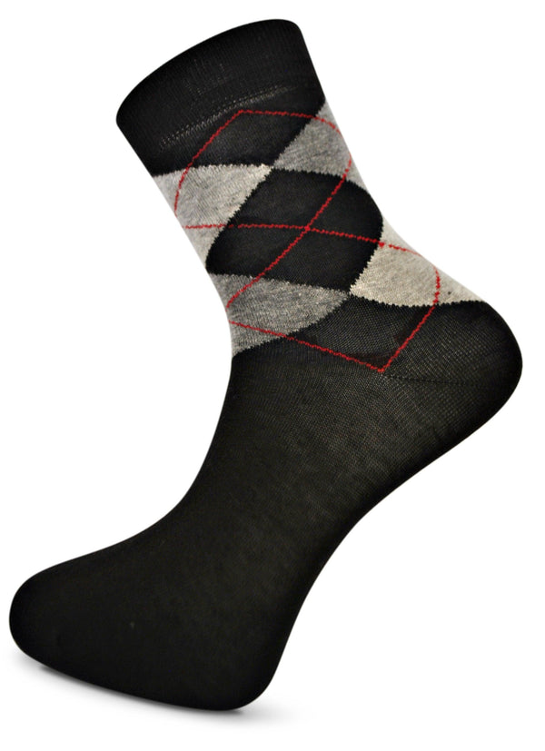 black and grey argyle mens socks