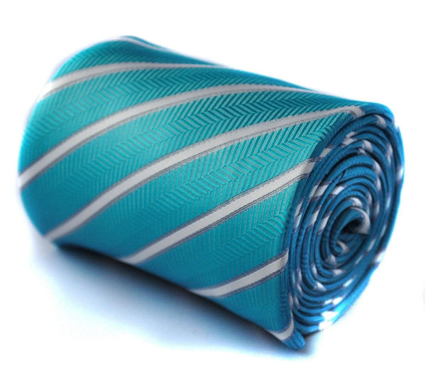 aqua turquoise and white striped tie