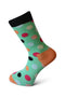 mint green men's socks with pink polka spots