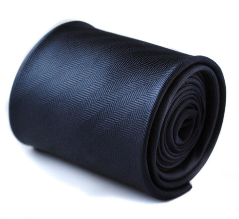 plain navy blue herringbone tie