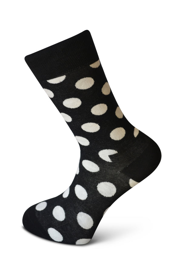 black & white polka spot men's socks