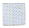 white cotton pocket square with pale light blue polka spot design