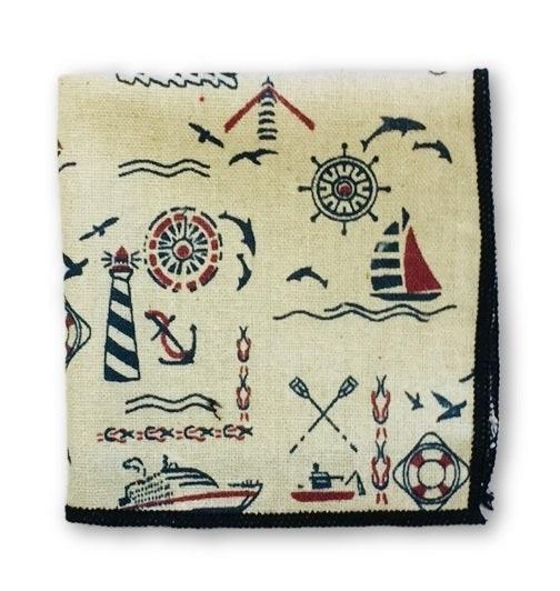 nautical theme cream linen pocket square