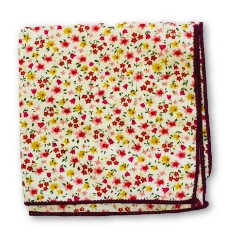 ditsy pink and red floral print 100% cotton pocket square