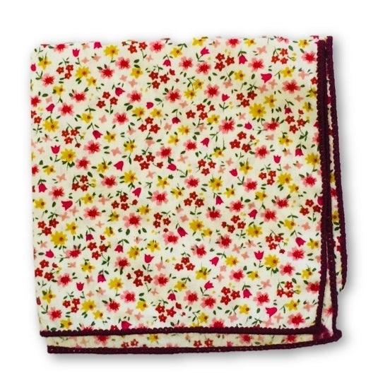 ditsy pink and red floral print 100% cotton pocket square