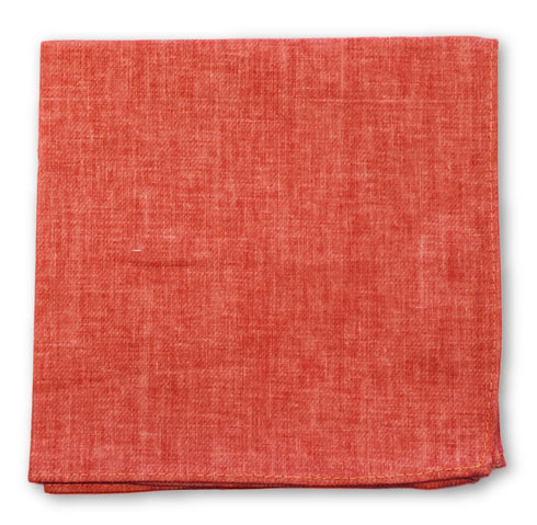 coral red 100% linen pocket square