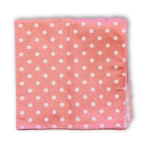 pale light pink with white polka dots 100% cotton pocket square