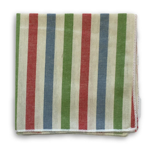 multicoloured striped linen pocket square