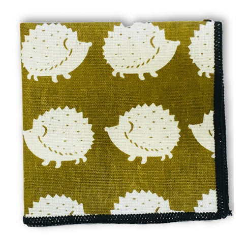 gold hedgehog design pocket square