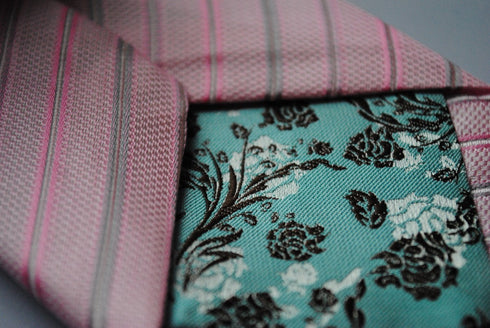 pink & grey striped tie