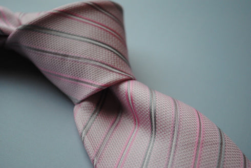 pink & grey striped tie