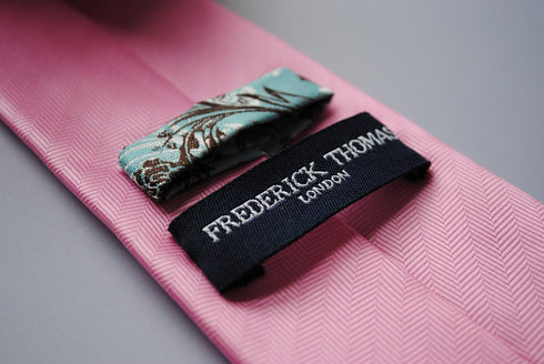 plain pink herringbone style tie