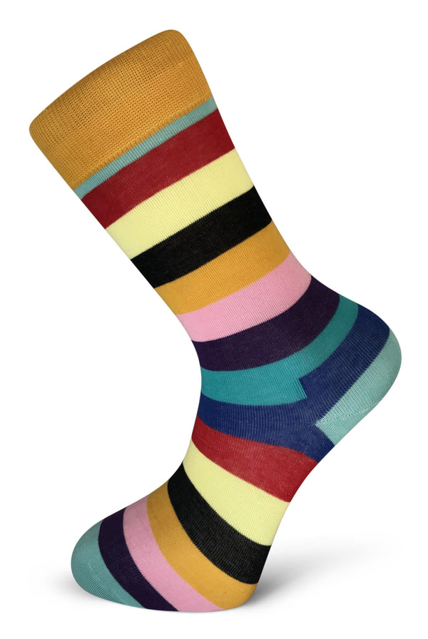 multicoloured striped men's socks