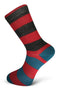 grey, red and blue striped men's socks