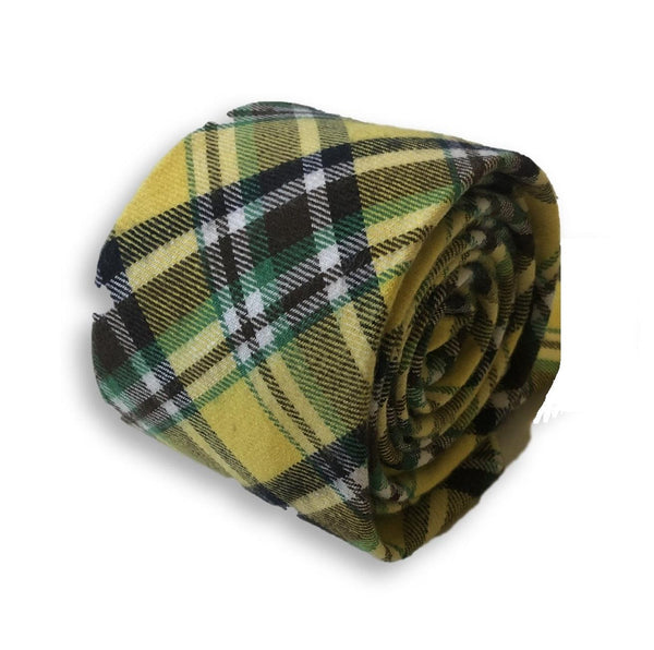 yellow and green tartan design tie
