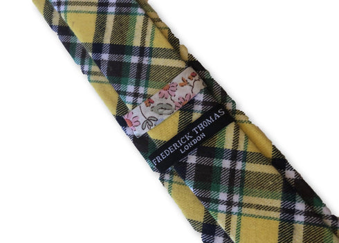 yellow and green tartan design tie