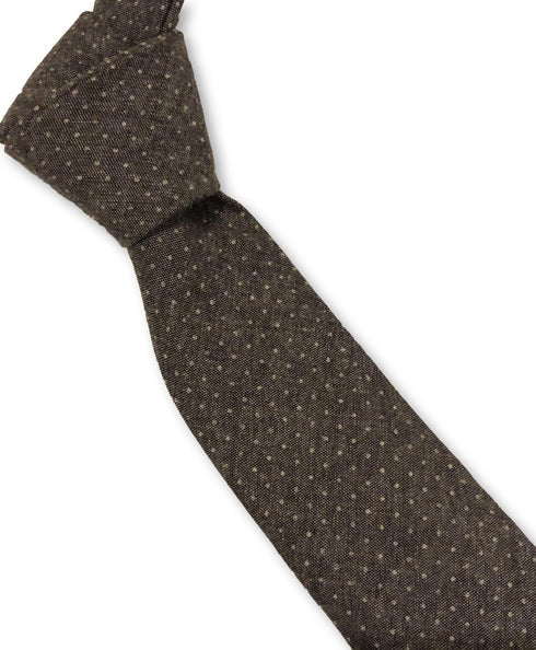 silver grey and white pin spot linen tie