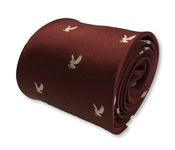 maroon burgundy tie with eagle print design