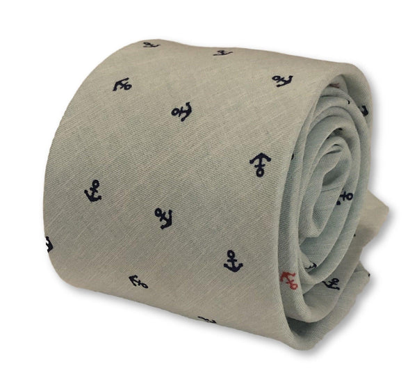 light blue with nautical anchor design cotton tie