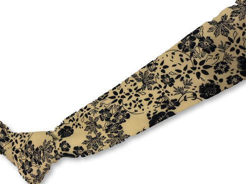 off white cream with blue floral chintz design cotton tie