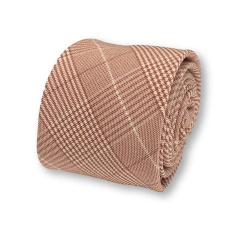 pink prince of wales check design cotton tie