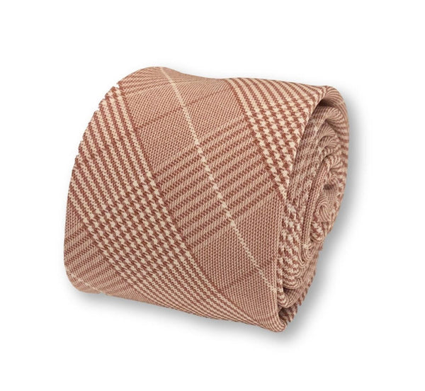 pink prince of wales check design cotton tie