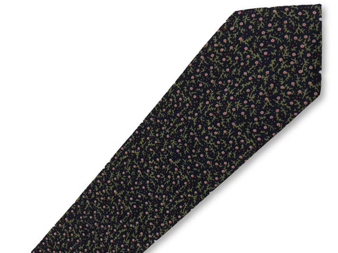 dark red maroon with pink ditsy flower print design cotton tie
