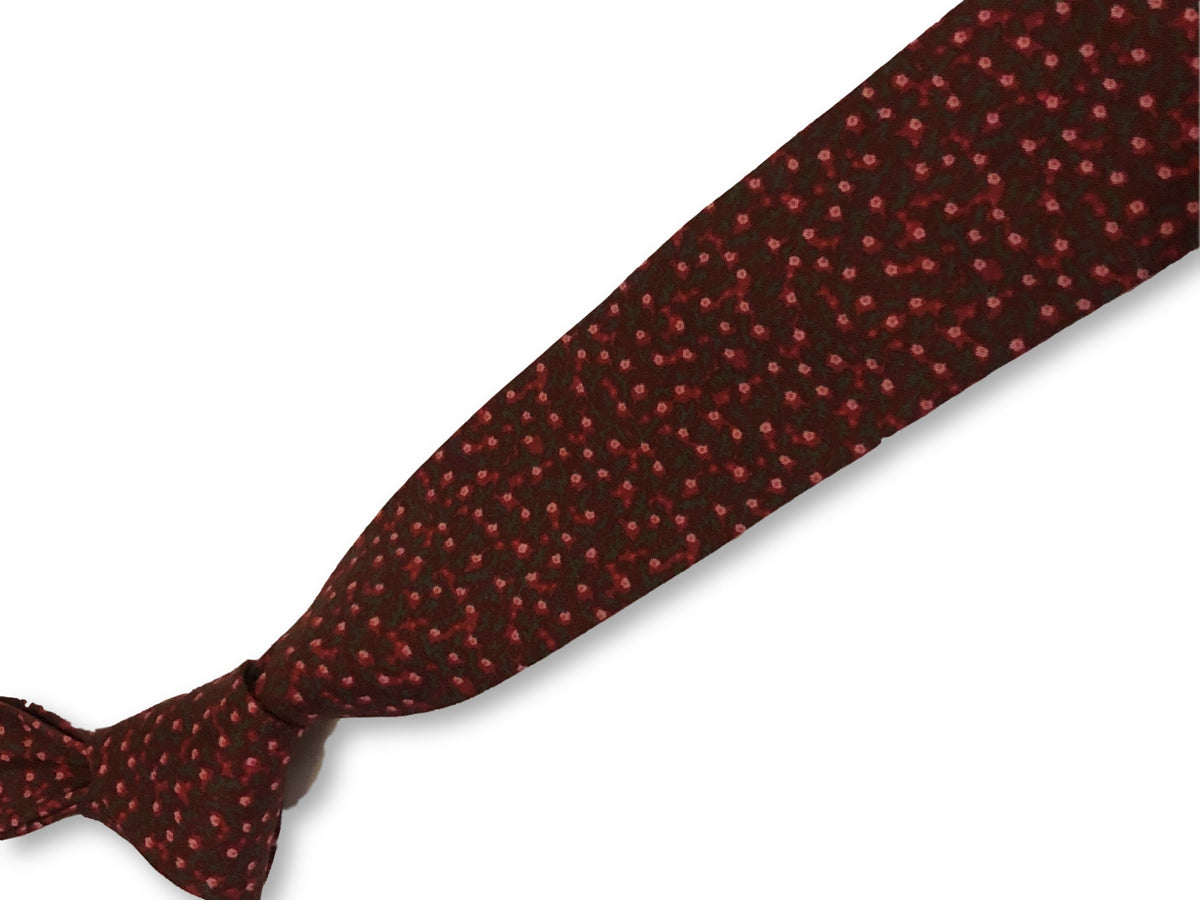 Frederick Thomas Men's Maroon/Burgundy Tie With Embroidered Red Fox Print - Handmade Microfibre